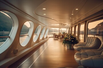 Luxury cruise ship interior.