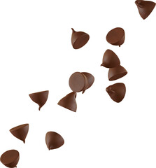3d render falling chocolate chips