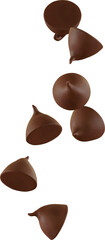 3d render falling brown choco chips