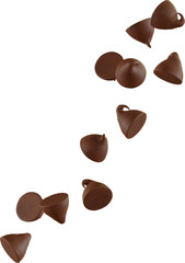 3d render falling brown choco chips