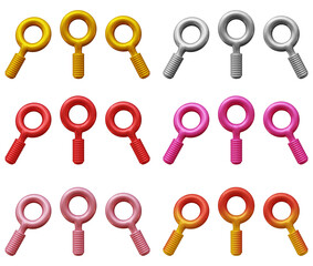 Set of search icons or magnifier isolated on transparent background for business, investigations and detective search in 3d rendering.