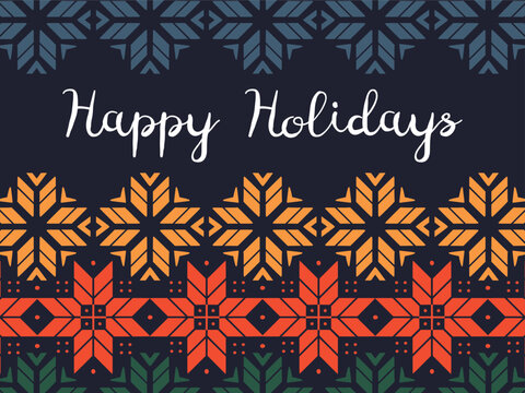 Cute and cozy season ornaments winter greetings card. Hand drawn vector illustration