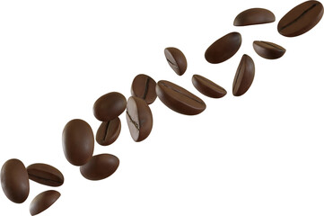 3d render falling coffee beans