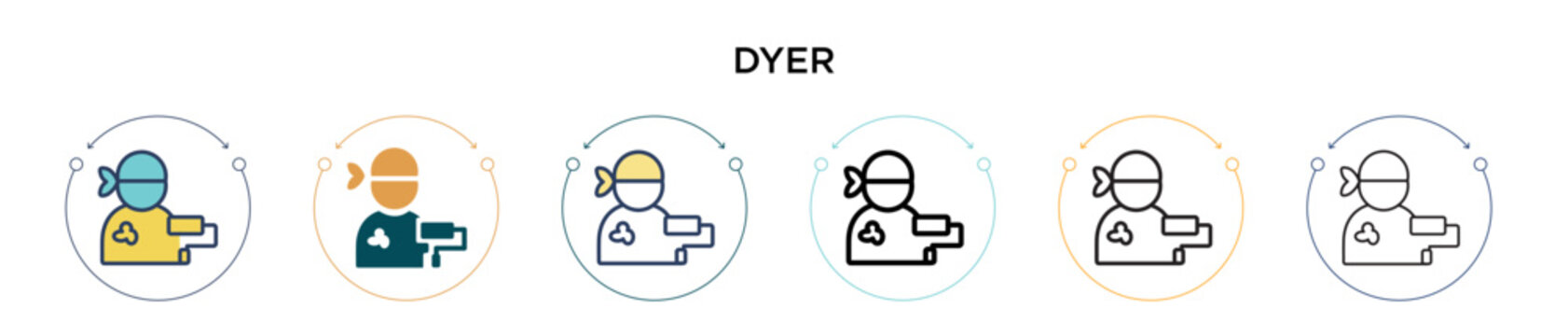 Dyer icon in filled, thin line, outline and stroke style. Vector illustration of two colored and black dyer vector icons designs can be used for mobile, ui, web