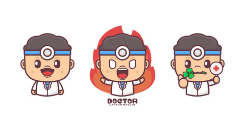cute doctor cartoon mascot, vector illustrations
