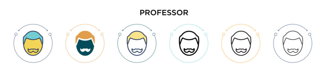 Professor icon in filled, thin line, outline and stroke style. Vector illustration of two colored and black professor vector icons designs can be used for mobile, ui, web