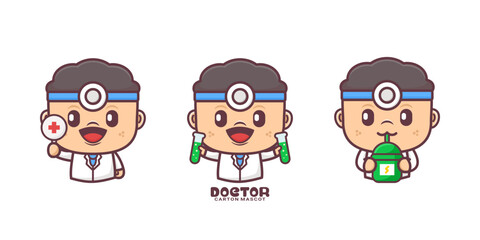 cute doctor cartoon mascot, vector illustrations