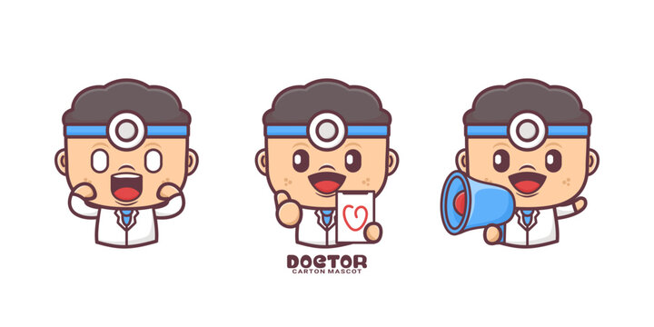 cute doctor cartoon mascot, vector illustrations