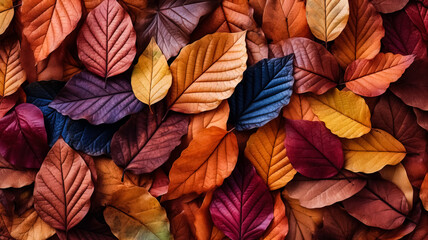 Colorful background made of fallen autumn leaves 