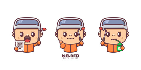 welder cartoon mascot. vector illustrations