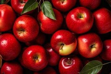 Delicious organic apples in autumn tray market agriculture farm background top view 