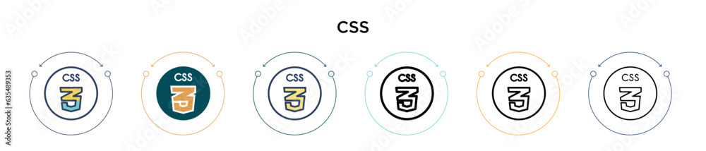Poster css icon in filled, thin line, outline and stroke style. vector illustration of two colored and blac
