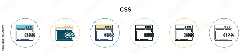 Poster css icon in filled, thin line, outline and stroke style. vector illustration of two colored and blac