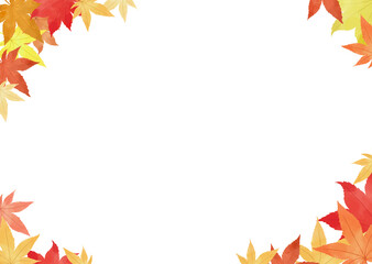 もみじのフレームの白背景の壁紙
