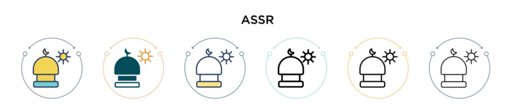 Assr icon in filled, thin line, outline and stroke style. Vector illustration of two colored and black assr vector icons designs can be used for mobile, ui, web