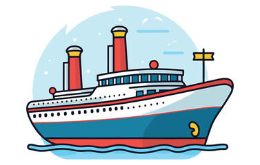 ships in the ocean with a seagull vector, ships water transport vector illustration