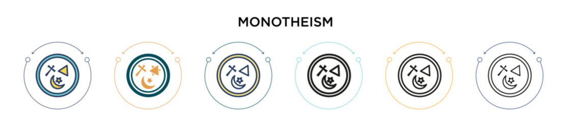 Monotheism icon in filled, thin line, outline and stroke style. Vector illustration of two colored and black monotheism vector icons designs can be used for mobile, ui, web