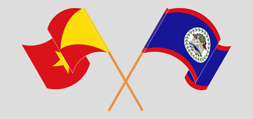 Crossed flags of Tigray and Belize. Official colors. Correct proportion