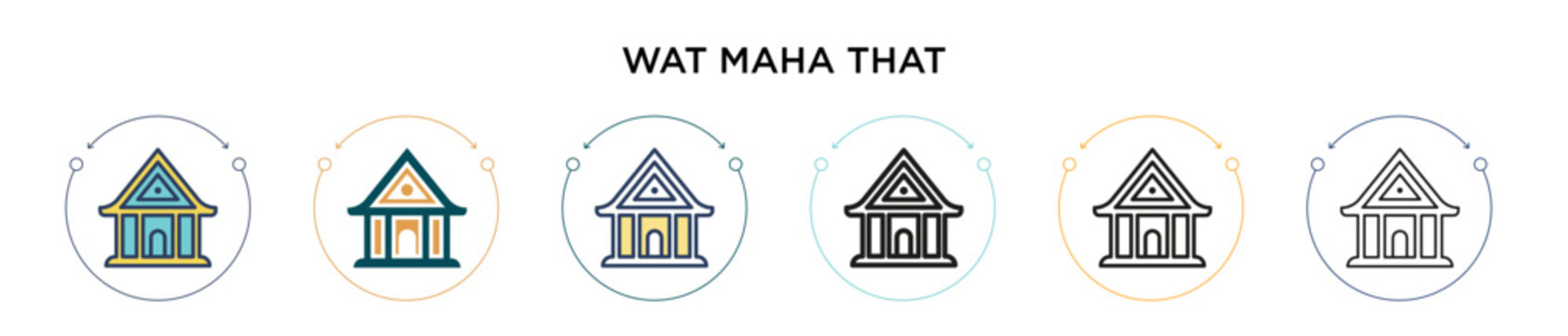 Wat maha that icon in filled, thin line, outline and stroke style. Vector illustration of two colored and black wat maha that vector icons designs can be used for mobile, ui, web