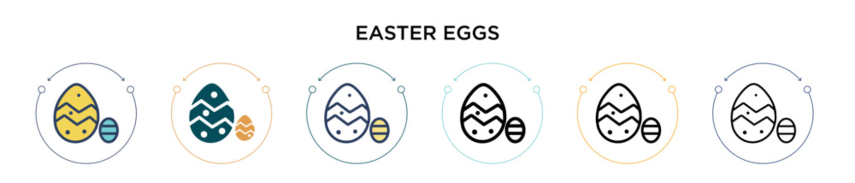 Easter eggs icon in filled, thin line, outline and stroke style. Vector illustration of two colored and black easter eggs vector icons designs can be used for mobile, ui, web