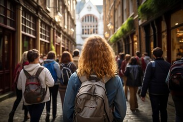 UK students with backpacks, back to school for the new term, Generative Ai