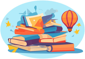 Knowledge Day. Teacher's Day. Books set. Vector isolated illustration on white background