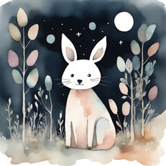 rabbit in the night