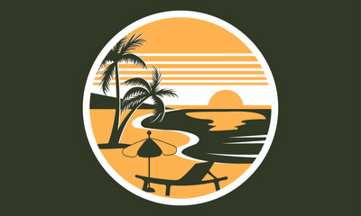 Colorful Beach SVG Illustration Design, Hello, Summer California Beach Vector T-shirt Design.