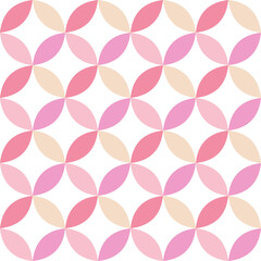 pink Seamless geometric pattern of circles on white background. Simple geo pattern. Clothing fabric print. Seamless trellis backgroun