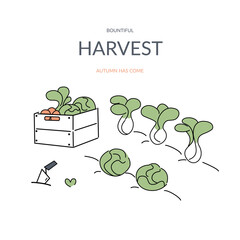 Composition of a bountiful harvest. Autumn botanical illustration.