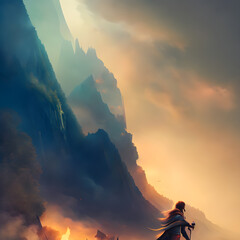 sunset over the mountains