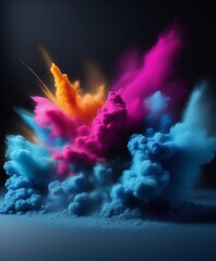 abstract powder splatted background. blue powder explosion. Colored cloud. Colorful dust explode. Paint Hol - obrazy, fototapety, plakaty