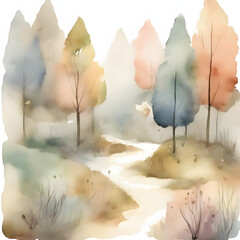 landscape with clouds and sun