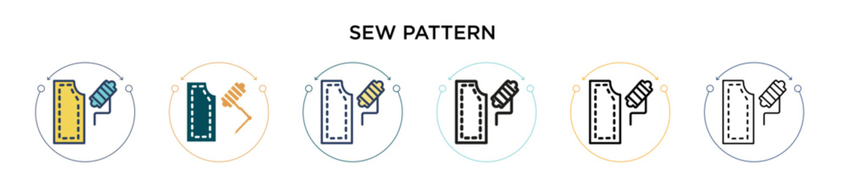 Sew pattern icon in filled, thin line, outline and stroke style. Vector illustration of two colored and black sew pattern vector icons designs can be used for mobile, ui, web