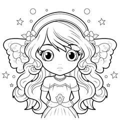 cute little girl with fairy wings, butterfly, png, kawaii 