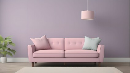 제목: Pastel living room.10 Interior design of house with comfort sofa and couch. mockup-Generative aI