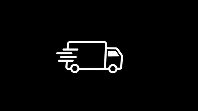 Delivery truck icon, Transportation Fast moving shipping delivery truck animation background. k1_477
