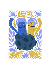 Space and cosmos abstract elements. Astronomy and Stellar composition. Modern trendy Matisse minimal style. Universe and Galaxy poster, invite. Vector arrangements for greeting card