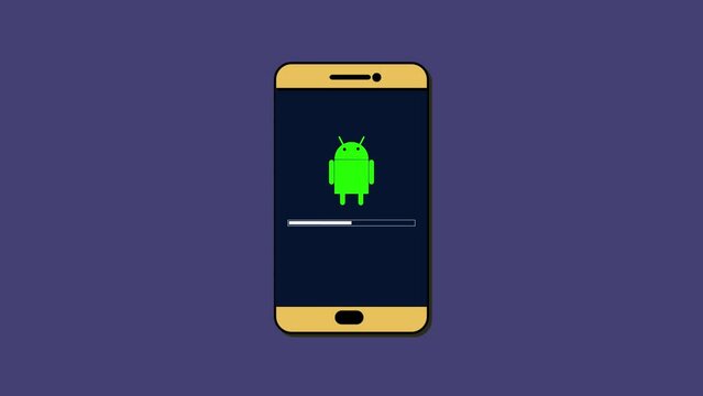 Android phone update installing, software upgrade concept animation background. k1_493