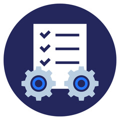 Project management, gears and checklist icon