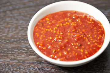 Spicy seasoning sauce on a plate