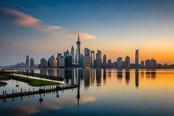 Fototapeta premium sunset over the city