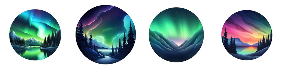 Aurora Borealis clipart collection, vector, icons isolated on transparent background