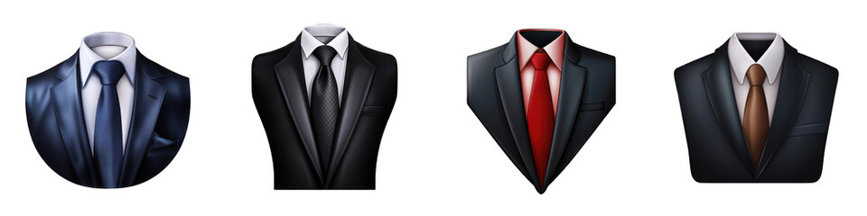 Suit and Tie clipart collection, vector, icons isolated on transparent background