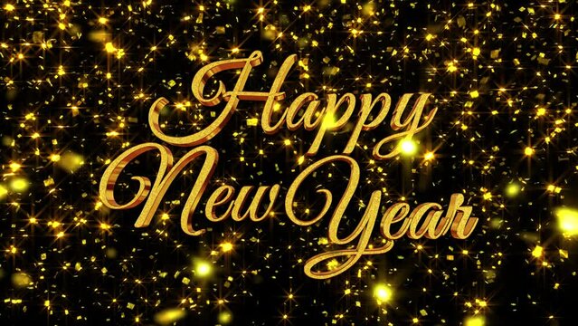 金箔背景 文字素材 Happy New Year 筆記体