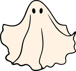 Retro Ghost Halloween t-shirt design. Cute cartoon. vintage illustration