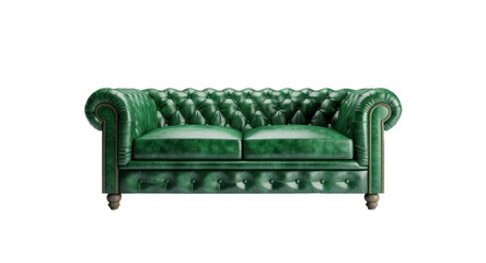 Modern green sofa isolated on transparent background. PNG