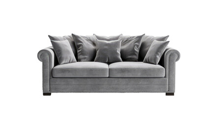 Obraz premium Modern grey sofa isolated on transparent background. PNG