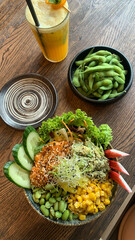 asian bowl and edamame