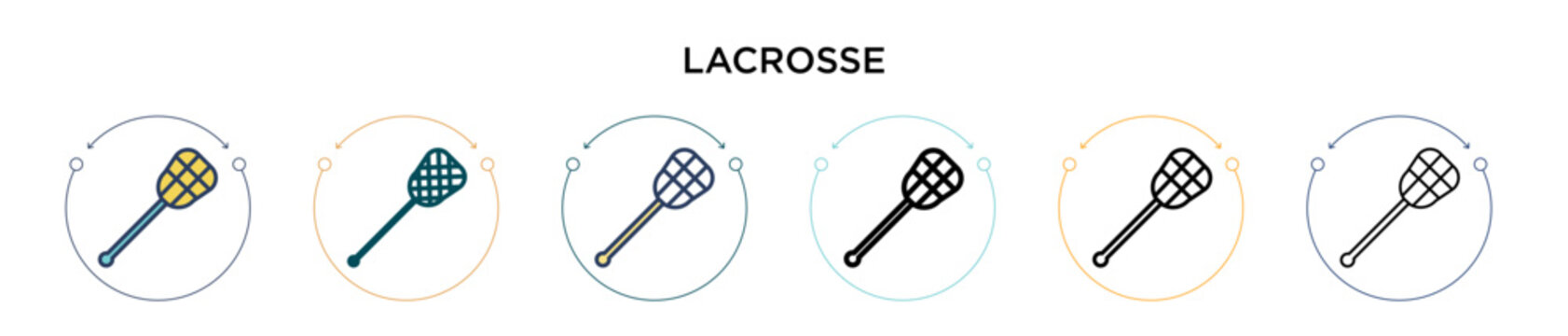 Lacrosse icon in filled, thin line, outline and stroke style. Vector illustration of two colored and black lacrosse vector icons designs can be used for mobile, ui, web